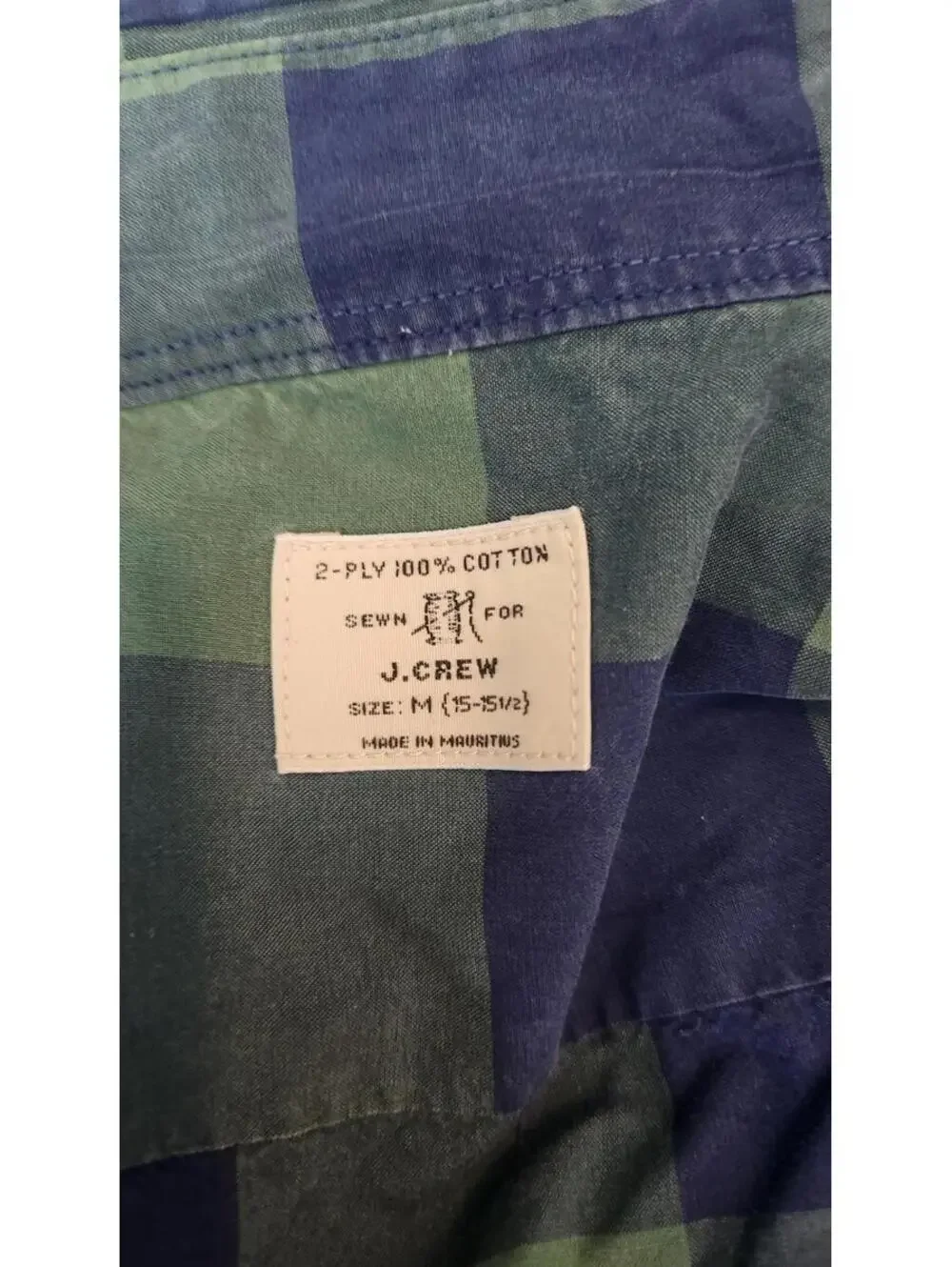 J.Crew Homespun Men's Medium Blue Green Plaid Slim Fit Long Sleeve Button Shirt